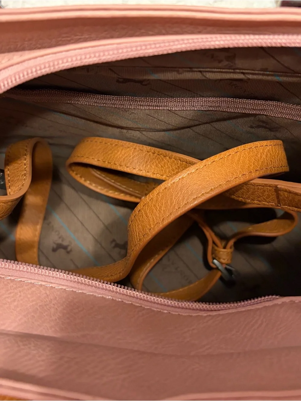 Montana West Pink Fringe Satchel with Brown Trim and Embroidery